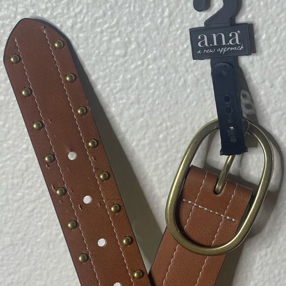 A New Approach Boho Brown Belt Studded Gold Hardware Size Small - Picture 8 of 8